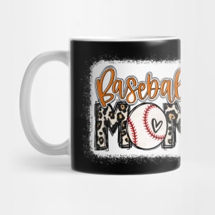 Baseball Mom Orange Leopard Baseball Mama Mug